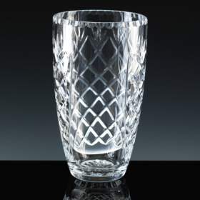19cm  Barrell Vase 'cut' with panel for engraving