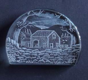 Barn Scene - semi circle block... SOLD ..but this image can be engraved onto another shape