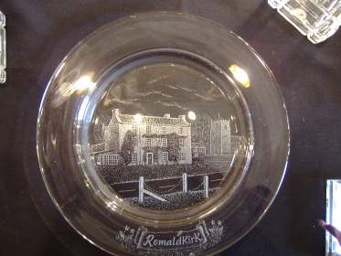 Lead Crystal Plate engraved with Rose & Crown Romaldkirk SALE PRICE