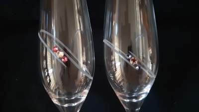 close up new champagne flutes