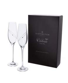 Dartington Celebration Clear champagne flutes Pair with Swarovski crystal