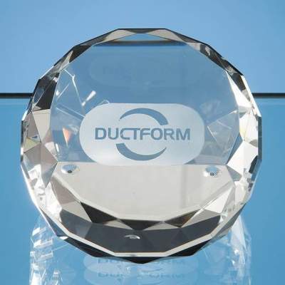 7.5cm optical crystal sliced wedge paperweight