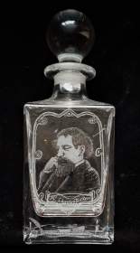 Lead Crystal Square Decanter engraved with Charles Dickens - SALE