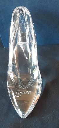 crystal shoe engraved
