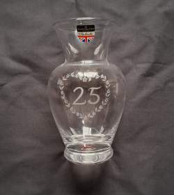 Dartington Crystal Saunton Vase engraved with 25 in a heart - SALE