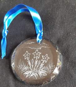 Round  Pendant engraved with Gentian