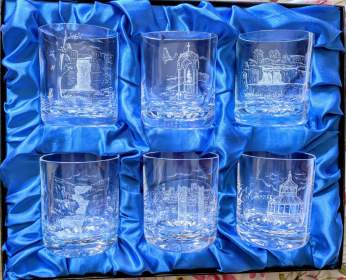 Set of 6 Grosvenor whisky glasses - Teesdale scenes 2 