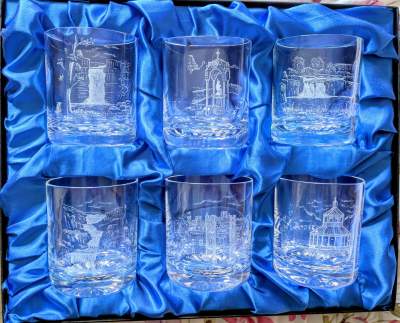 set of 6 whisky glasses - teesdale scenes